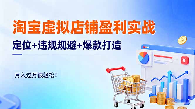 淘宝虚拟店铺盈利实战：定位+违规规避+爆款打造，月入过万很轻松！-nangewz