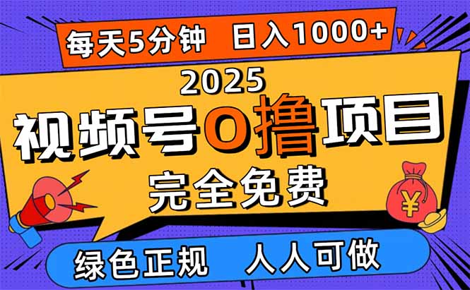 2025视频号0撸项目，5分钟一个号，日入1000+，人人可做-nangewz