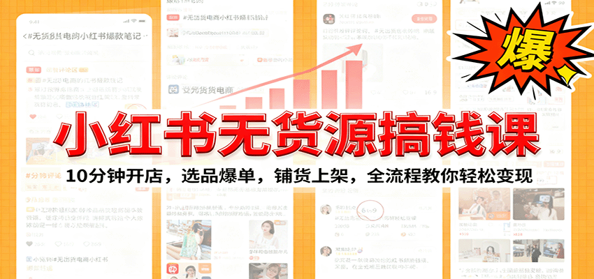 小红书无货源爆单课：10分钟开店，选品爆单，铺货上架，全流程教你轻松变现-nangewz