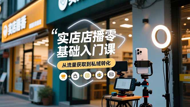 实体店播零基础入门课，实体店+短视频+直播+微信生态+私域社群，从流量获取到私域转化-nangewz