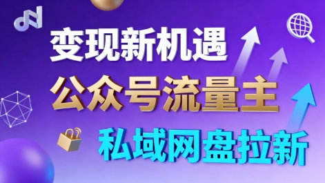 公众号流量主+私域网盘拉新，多方式变现，简单易上手，当天就有收益-nangewz