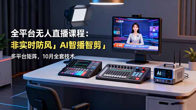 全平台无人直播课程：非实时防风＋AI智播智剪＋多平台矩阵，10月全套技术-nangewz