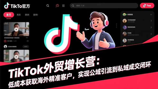 TikTok外贸增长营：低成本获取海外精准客户，实现公域引流到私域成交闭环-nangewz