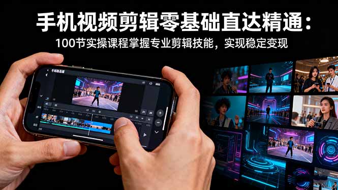 手机视频剪辑零基础直达精通：100节实操课程掌握专业剪辑技能，实现稳...-nangewz