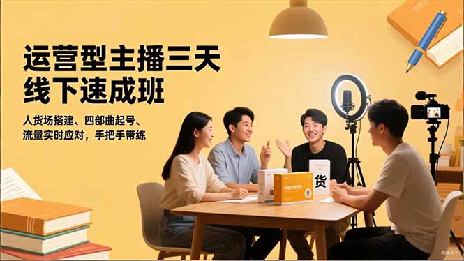 运营型主播三天线下班，人货场搭建,四部曲起号,流量实时应对，手把手带练-nangewz