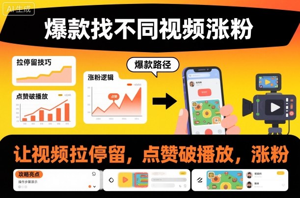 爆款找不同视频涨粉，让视频拉停留，实现点赞，破播放，涨粉-nangewz