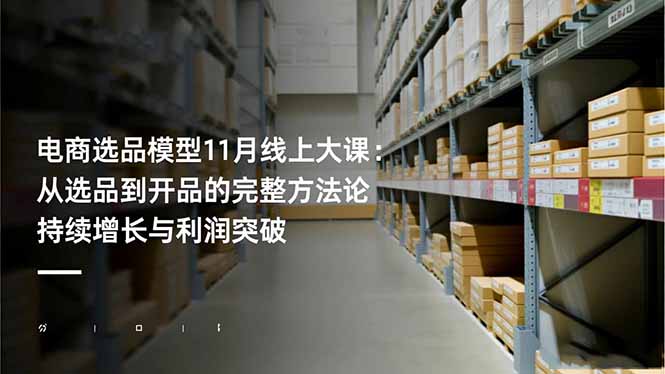 电商选品模型11月线上大课：从选品到开品的完整方法论 持续增长与利润突破-nangewz