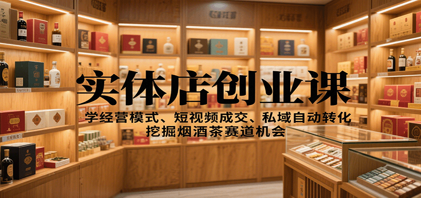 实体店创业课：学经营模式、短视频成交、私域自动转化，挖掘烟酒茶赛道机会-nangewz