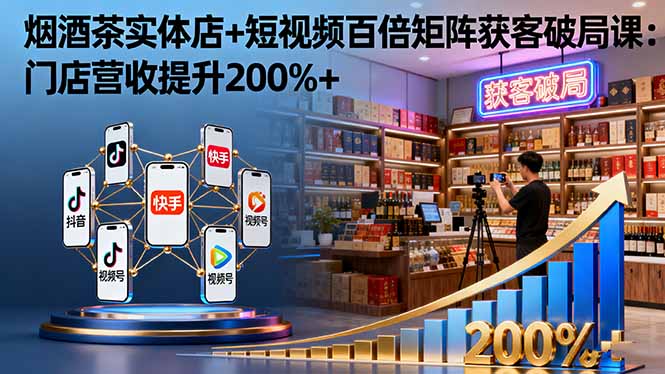 烟酒茶实体店+短视频百倍矩阵获客破局课：门店营收提升200%+-nangewz