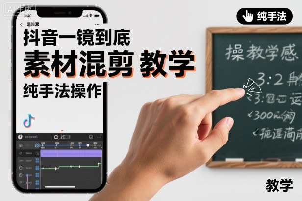 抖音一镜到底素材混剪教学，纯手法操作-nangewz