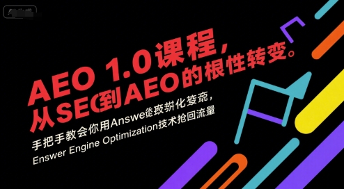AEO 1.0 课程，从SEO到AE0的基命性转变，手把手教会你用AnswerEngineOptimization技术抢回流量(更新)-nangewz