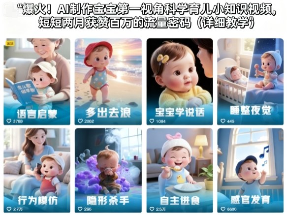 爆火！AI制作宝宝第一视角科学育儿小知识视频，短短两月获赞百万的流量密码(详细教学)-nangewz