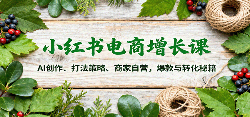 小红书电商增长课：AI创作、打法策略、商家自营，爆款与转化秘籍-nangewz