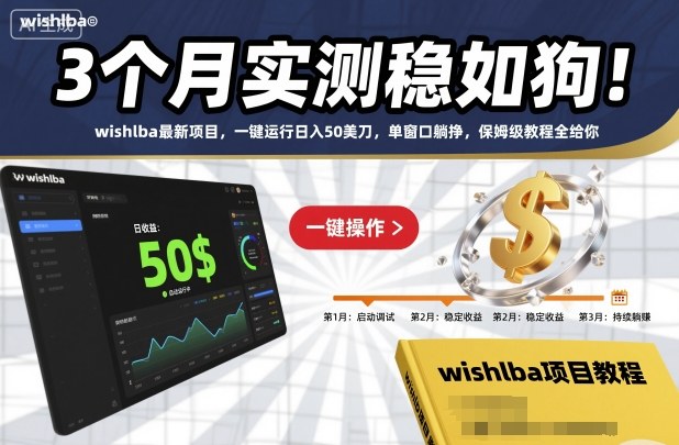 3个月实测稳如狗！wishlba最新项目，一键运行日入50美刀，单窗口躺挣，保姆级教程全给你【揭秘】-nangewz
