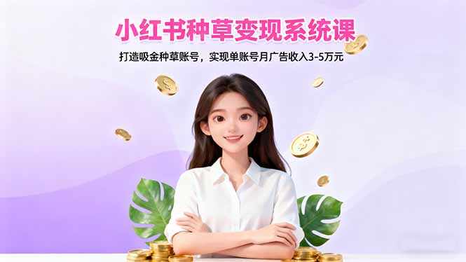 小红书种草变现系统课：打造吸金种草账号，实现单账号月广告收入3-5万元-nangewz