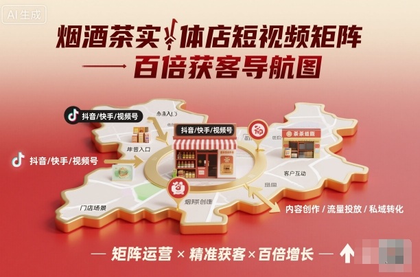 烟酒茶实体店短视频矩阵百倍获客导航图-nangewz
