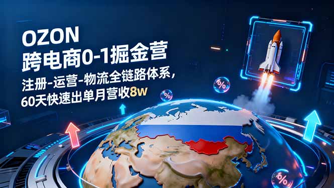 OZON跨境电商0-1掘金营：注册-运营-物流全链路体系，60天快速出单月营收8w-nangewz