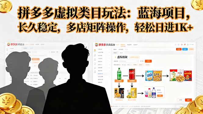 拼多多虚拟类目玩法，蓝海项目，长久稳定，多店矩阵操作，轻松日进1K+-nangewz