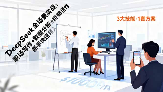 DeepSeek全场景实战：职场写作+数据分析+自媒体创作，新手快速月入过万-nangewz