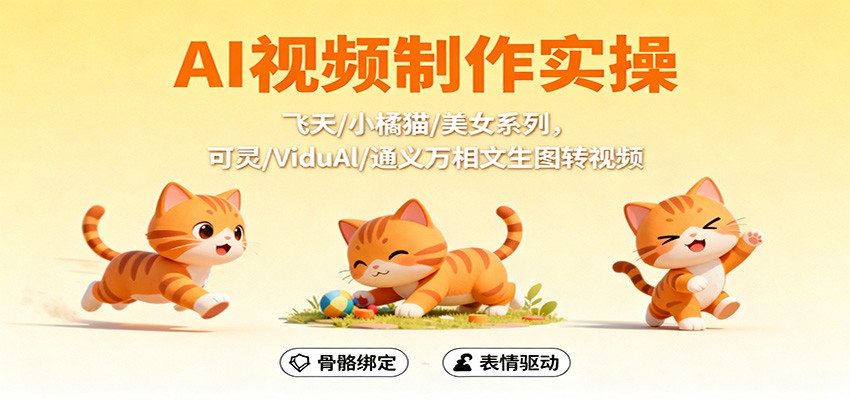 AI视频制作实操，飞天/小橘猫/美女系列，可灵/ViduAl/通义万相文生图转视频-nangewz