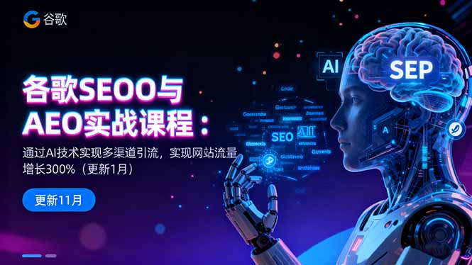 谷歌SEO与AEO实战课程：通过AI技术实现多渠道引流，实现网站流量增长300%-nangewz