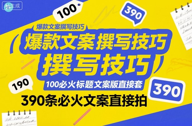 爆款文案撰写技巧，100个必火标题文案模版直接套，390条必火文案直接拍-nangewz