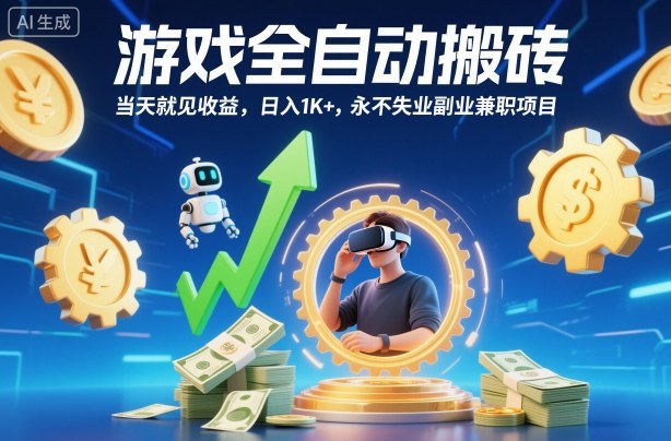 游戏全自动搬砖，当天就见收益，日入1K+，永不失业副业兼职项目【揭秘】-nangewz