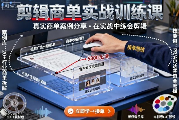 剪辑商单实战训练课，真实商单案例分享，在实战中练会剪辑-nangewz