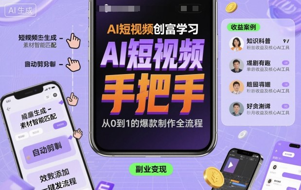 AI短视频创富学习，手把手教会你制作AI短视频-nangewz