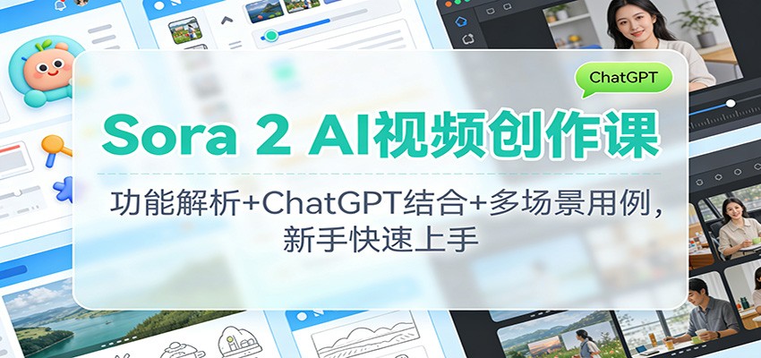 Sora 2 AI视频创作课：功能解析+ChatGPT结合+多场景用例，新手快速上手-nangewz