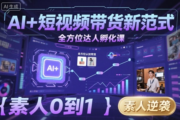 AI+短视频带货新范式全方位达人孵化课，素人也可以从0到1，全方位认知短视频带货-nangewz