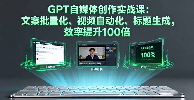 GPT自媒体创作实战课：文案批量化、视频自动化、标题生成，效率提升100倍-nangewz
