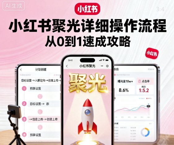 小红书聚光详细操作流程，小红书聚光从0到1速成攻略-nangewz