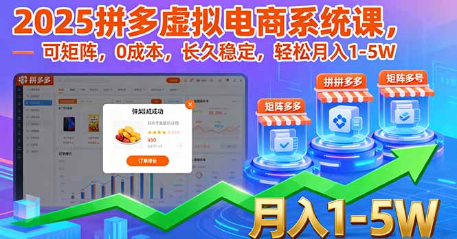 2025拼多多虚拟电商系统课，可矩阵，0成本，长久稳定，轻松月入1-5W-nangewz