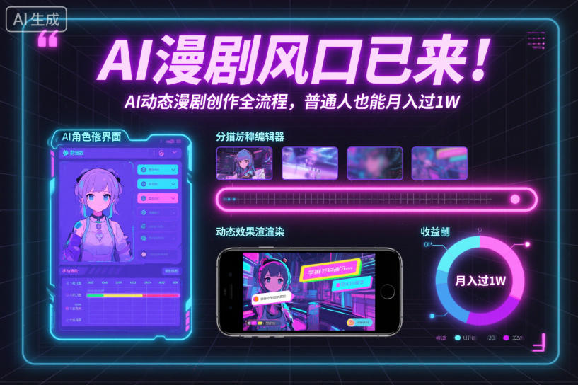 AI漫剧风口已来！AI动态漫剧创作全流程，普通人也能月入过1W-nangewz