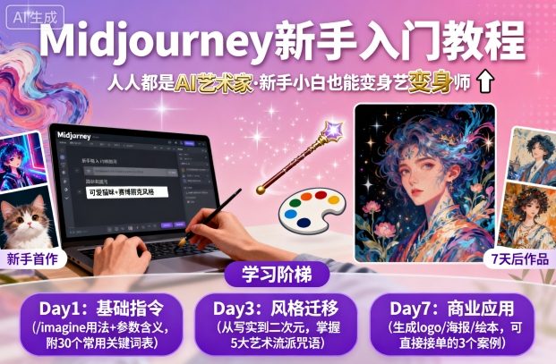 midjourney新手入门教程：人人都是AI艺术家，新手小白也能变身艺术大师-nangewz