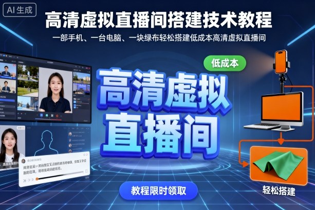 高清虚拟直播间搭建技术教程，一部手机、一台电脑、一块绿布轻松搭建低成本高清虚拟直播间-nangewz