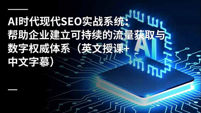 AI时代现代SEO实战系统：帮助企业建立可持续的流量获取与数字权威体系(英文授课+中文字幕-nangewz