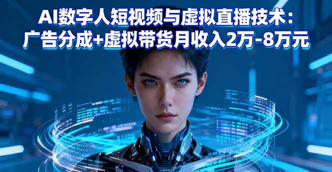 AI数字人短视频与虚拟直播技术：广告分成+虚拟带货月收入2万-8万元-nangewz