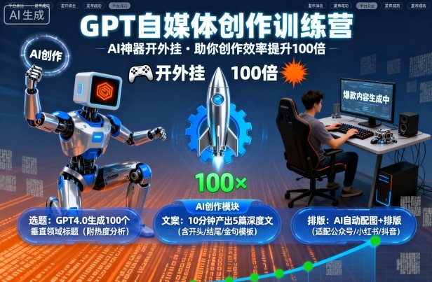 GPT自媒体创作训练营：AI神器开外挂，助你创作效率提升100倍-nangewz