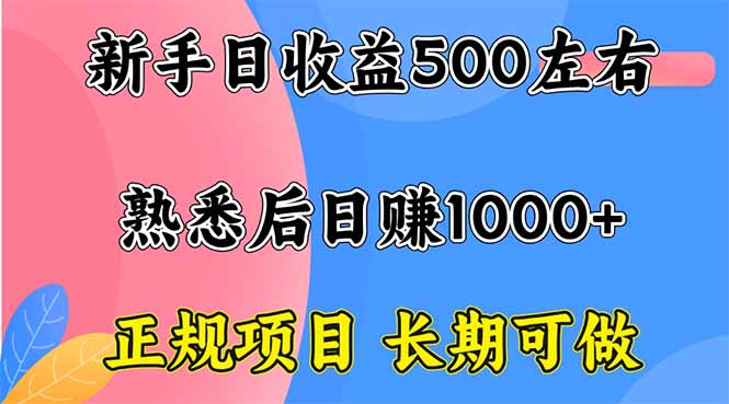 新手日收益500+ 正规项目 长期可做-nangewz