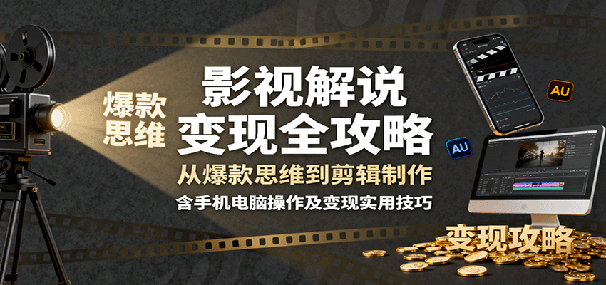 影视解说变现全攻略：从爆款思维到剪辑制作，含手机电脑操作及变现实用技巧-nangewz