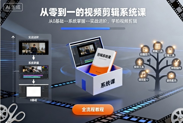从零到一的视频剪辑系统课，从0基础--系统掌握--实战进阶，学拍视频剪辑-nangewz
