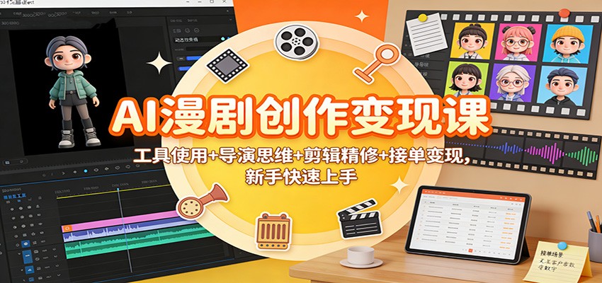 AI漫剧创作变现课：工具使用+导演思维+剪辑精修+接单变现，新手快速上手-nangewz