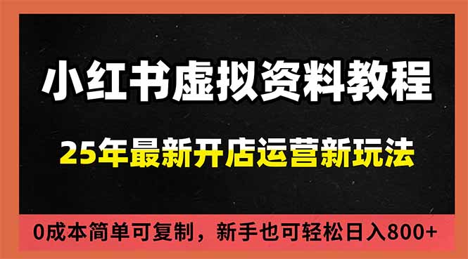 小红书虚拟资料项目：最新搜索流变现玩法，0成本简单可复制，一人多店打法，新手日入800+-nangewz