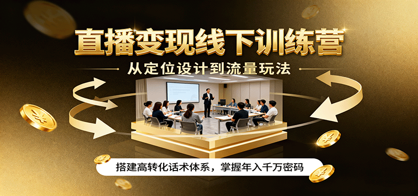 直播变现线下训练营，从定位设计到流量玩法，搭建高转化话术体系，掌握年入千万密码-nangewz