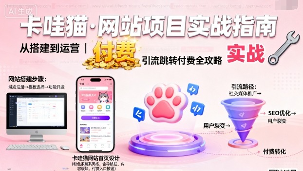 卡哇猫·网站项目，网站搭建与运营以及引流跳转付费-nangewz