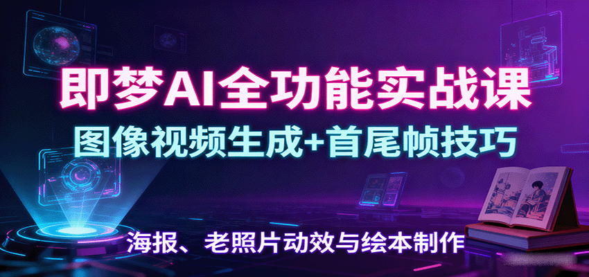 即梦AI全功能实战课：图像视频生成+首尾帧技巧，海报、老照片动效与绘本制作-nangewz