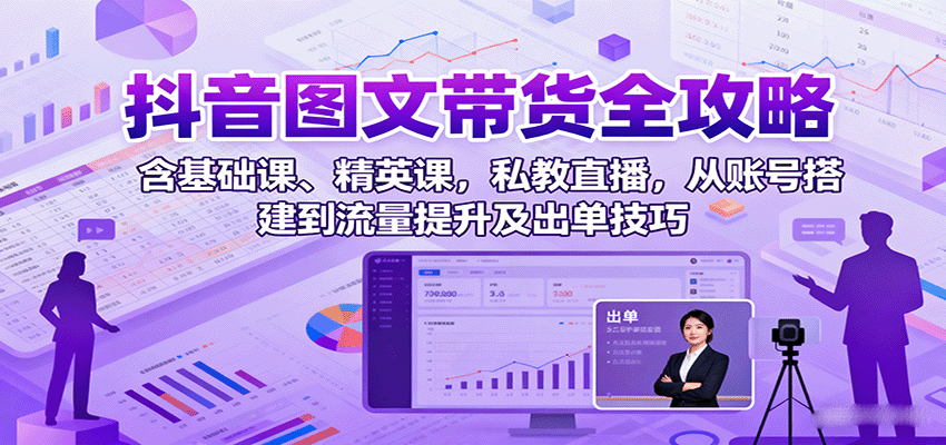 抖音图文带货全攻略：含基础课、精英课，私教直播，从账号搭建到流量提升及出单技巧-nangewz