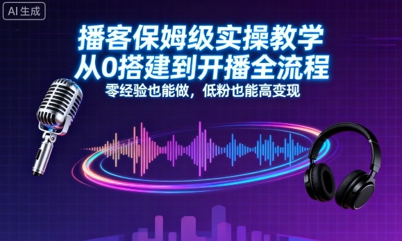 播客保姆级实操教学，从0搭建到开播全流程，零经验也能做，低粉也能高变现-nangewz